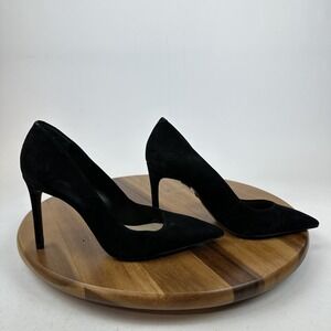 New Womens Schutz Lou Black Nubuck Pointed‎ Toe Dress Pumps Heels Size 9 B NWOB